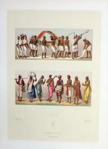 Beerdigung funeral costumes Tracht Indien India Lithographie lithograph
