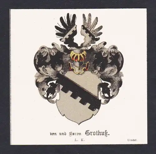 . von Grotus Wappen Heraldik coat of arms heraldry Litho