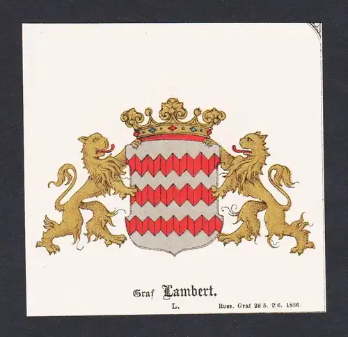 . von Lambert Wappen Heraldik coat of arms heraldry Lithographie