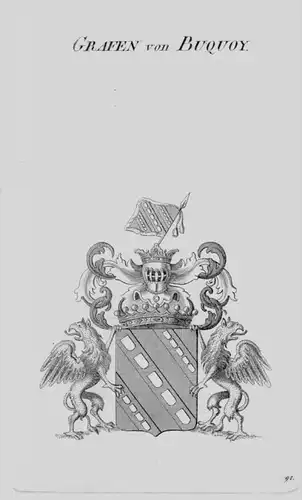 Buquoy Wappen Adel coat of arms heraldry Heraldik crest Kupferstich