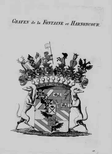 Fontaine Harnoncour Wappen Adel coat of arms heraldry Heraldik Kupferstich