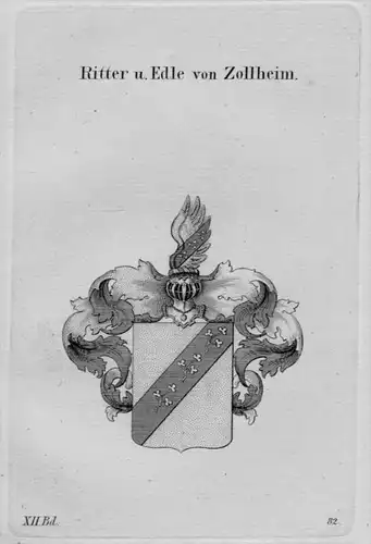 Zollheim  Wappen coat of arms heraldry Heraldik Kupferstich