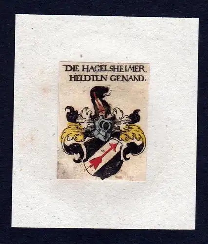 h. Hagelsheimer Helden Wappen coat of arms heraldry Heraldik Kupferstich