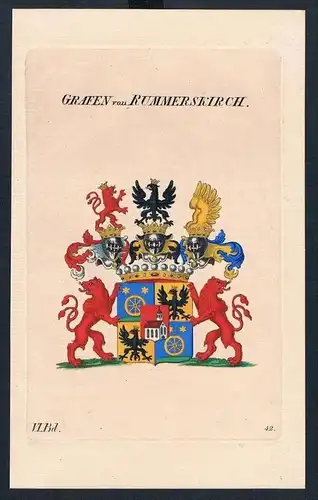 Grafen von Rummerskirch Wappen Kupferstich Genealogie Heraldik coat of arms