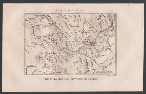 Langres Berge Haute-Marne Champagne-Ardenne Karte map Stahlstich engraving