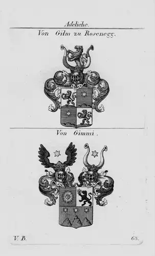 Gilm Rosenegg Gimmi Wappen Adel coat of arms heraldry crest Kupferstich
