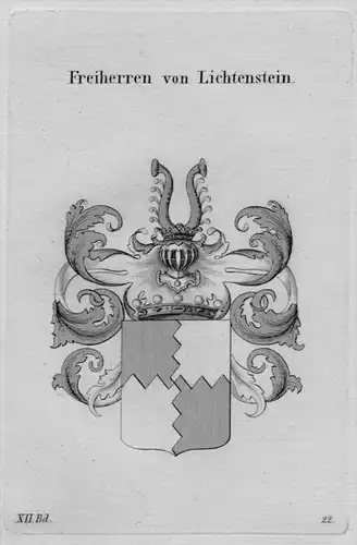 Lichtenstein Wappen coat of arms heraldry Heraldik Kupferstich