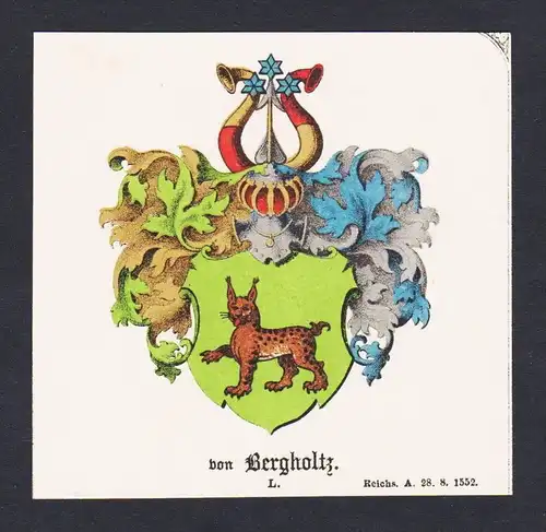 . von Bergholtz  Wappen Heraldik coat of arms heraldry Litho