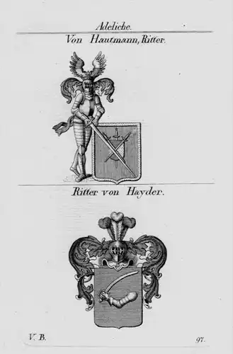 Hautmann Hayder Wappen Adel coat of arms heraldry crest Kupferstich
