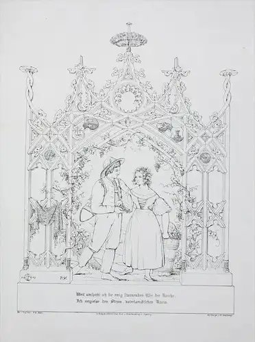 Bodensee Bayern Donau Trachten Ecker Eckhoffen Oberdonaukreis Lithographie