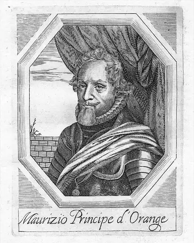 Moritz Oranien Nassau Kupferstich Portrait Maurits Oranje gravure