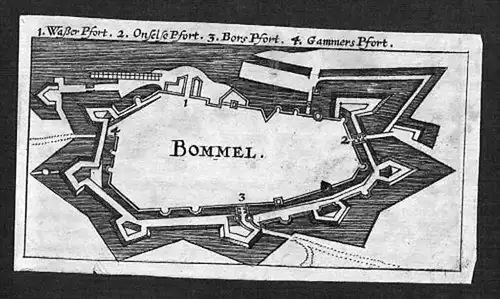 Zaltbommel Gelderland Holland Original Kupferstich gravure map engraving