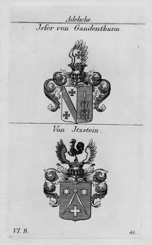 Isfer Gandenthurm Itzstein  Wappen Adel coat heraldry  Kupferstich