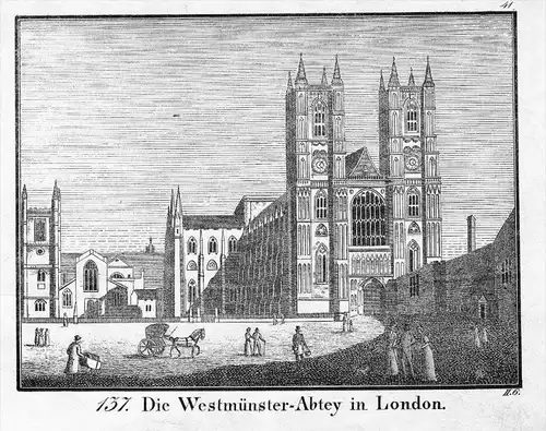 London Westminster-Abbey Original Lithographie