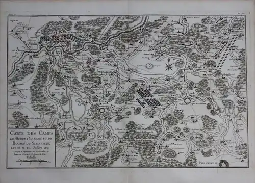 Philippeville Walcourt Beaumont Thuin map Karte Kupferstich gravure