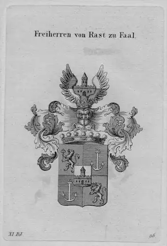 Rast Faal Wappen Adel coat of arms heraldry Heraldik crest Kupferstich