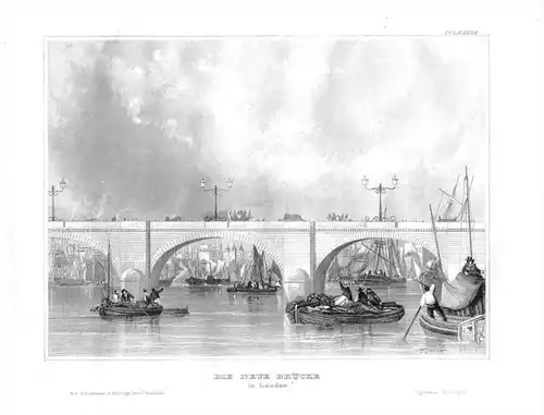 New London Bridge Brücke England Great Britain   engraving
