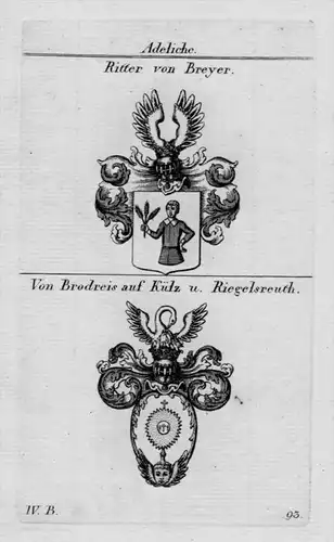 Breyer Brodreis Wappen Adel coat of arms heraldry Heraldik Kupferstich