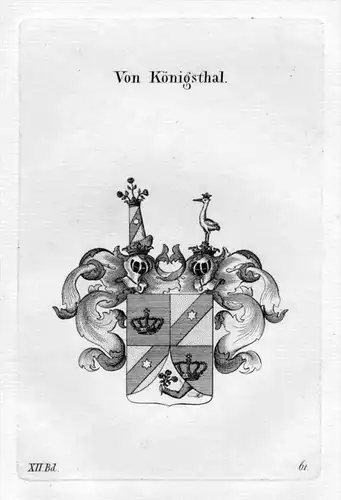 Königsthal Königstal Wappen coat of arms heraldry Heraldik Kupferstich