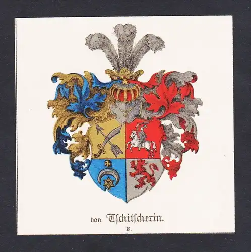 . von Tschitscherin Wappen Heraldik coat of arms heraldry Litho