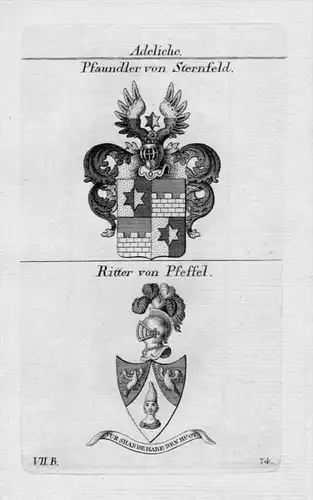 Pfaundler Pfeffel Wappen Adel coat of arms heraldry Heraldik Kupferstich