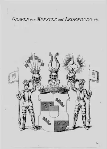 Münster Ledenburg Wappen coat of arms heraldry Heraldik crest Kupferstich