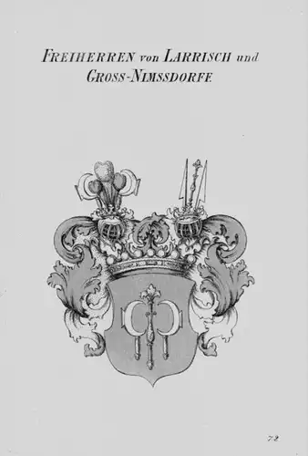 Larrisch und Gross-Nimssdorfe Wappen Adel coat of arms heraldry Kupferstich