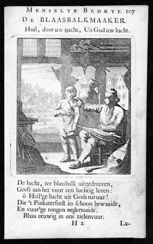 Blasebalgmacher Blasebalg bellows Beruf Handwerk Kupferstich Jan Luyken