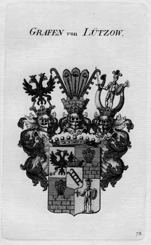 Lützow Wappen Adel coat of arms heraldry Heraldik crest Kupferstich