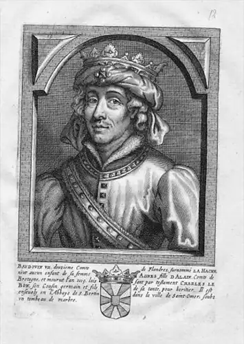 Balduin VII. Flandre Flandern Flanders Portrait Kupferstich gravure