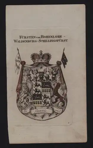 - Fürsten von Hohenlohe Wappen coat of arms Heraldik Genealogie Kupferstich