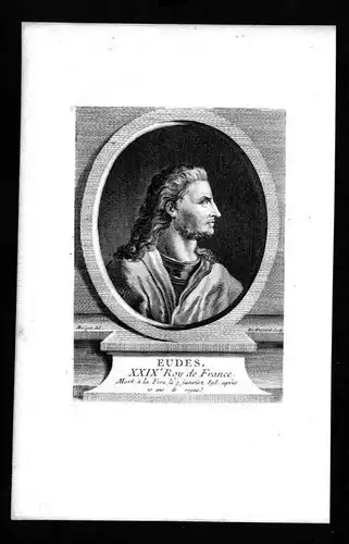 Odo Eudes König Franken Karolinger Frankreich Kupferstich Portrait