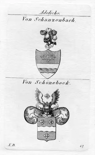 Schanzenbach Schönebeck Wappen coat of arms heraldry Heraldik Kupferstich