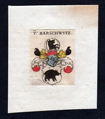 h. von Barschwitz Wappen Adel coat of arms heraldry Heraldik Kupferstich