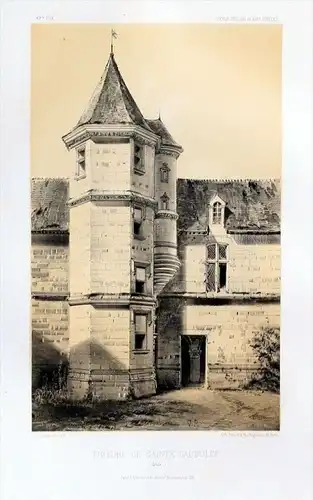 Sainte Gaudulfe Eure Chateau Lithographie litho lithograph