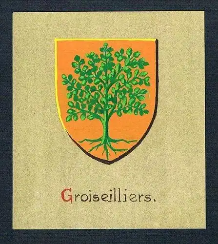 19. / 20. Jh. - Groiseilliers Blason Aquarelle