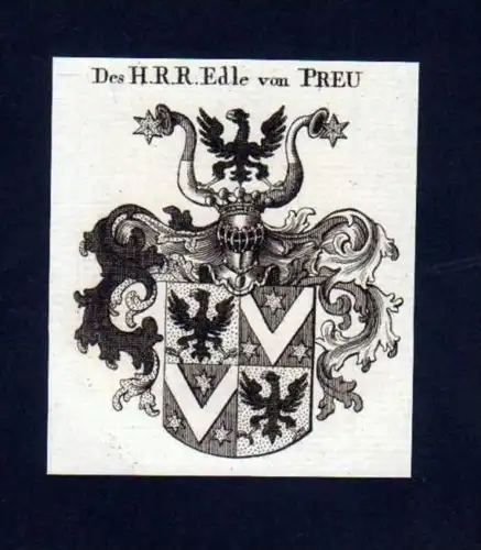 Edle v. Preu Heraldik Kupferstich Wappen