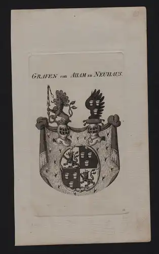 - Grafen Aham Neuhaus Wappen coat of arms Heraldik Genealogie Kupferstich
