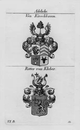 Kirschbaum Kleber Wappen Adel coat of arms heraldry Heraldik Kupferstich