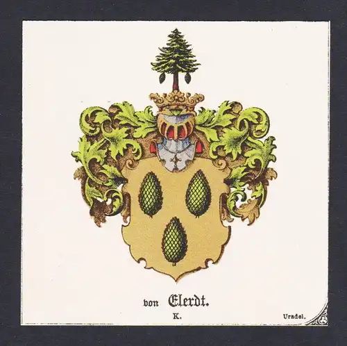 . von Elerdt Wappen Heraldik coat of arms heraldry Litho