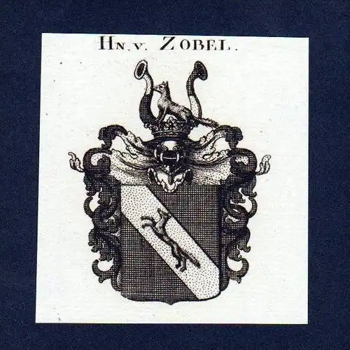 Herren von Zobel Original Kupferstich Wappen Heraldik coat of arms