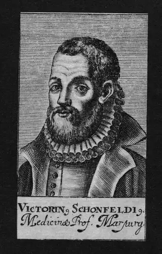 Victorinus Schönfeld Arzt doctor Professor Marburg Kupferstich Portrait
