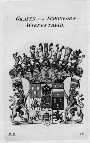 Schönborn Wiesentheid Wappen Adel coat of arms Heraldik crest Kupferstich
