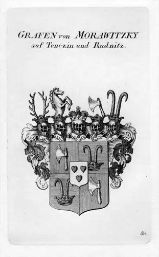 Morawitzky Tenczin Rudnitz Adel Wappen coat of arms Heraldik Kupferstich