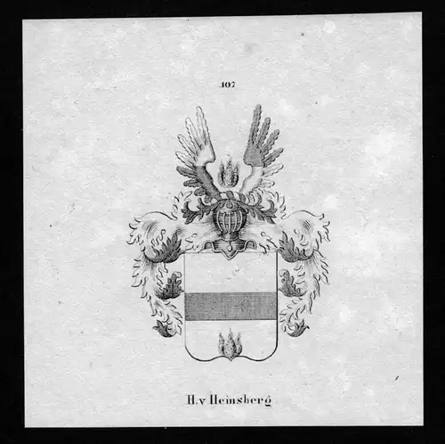 von Heimsberg Wappen Adel coat of arms heraldry Heraldik Lithographie