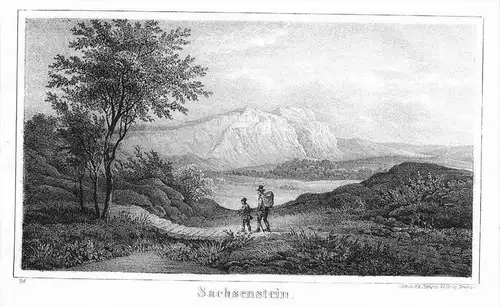 Sachsenstein Sächsische Schweiz Lithographie lithograph