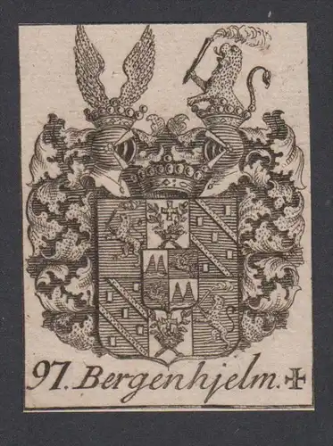 Bergenhjelm Wappen vapen coat of arms Genealogie Heraldik Kupferstich