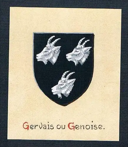 19. / 20. Jh. - Gervais ou Genoise Blason Aquarelle coat of arms Heraldik Wappen