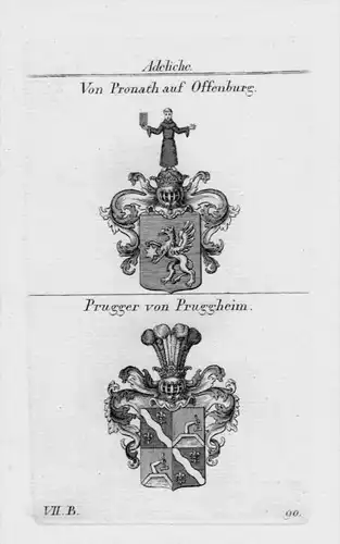 Pronath Prugger Wappen Adel coat of arms heraldry Heraldik Kupferstich