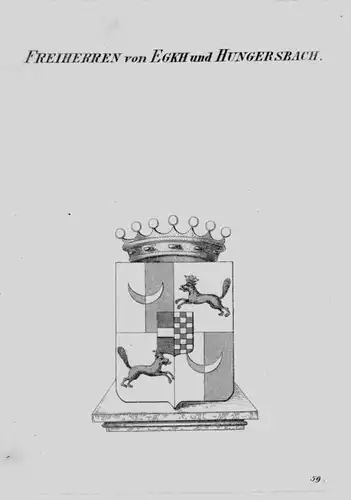 Egkh und Hungersbach Wappen Adel coat of arms heraldry Kupferstich